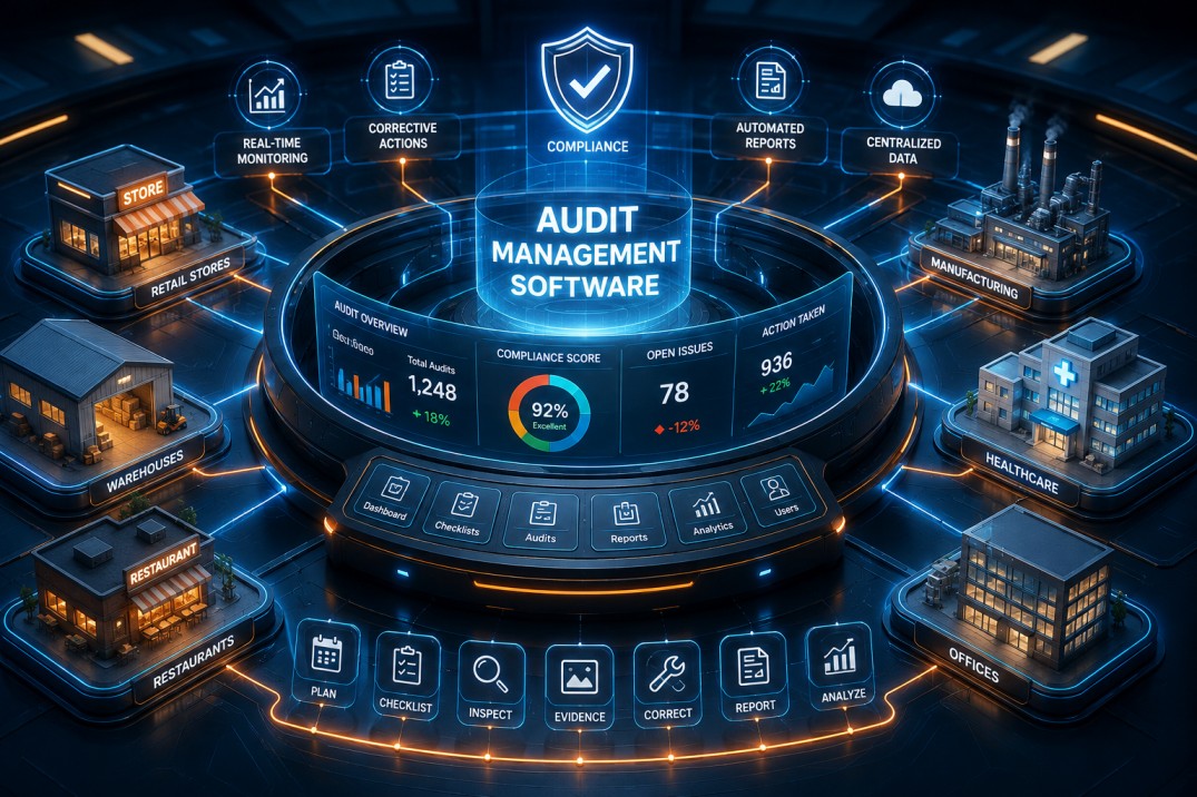 Audit Management Software Dashboard with Real-Time Compliance Monitoring